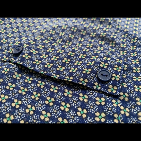 XS, Mossimo, blue retro floral print sheer top - Picture 5 of 11